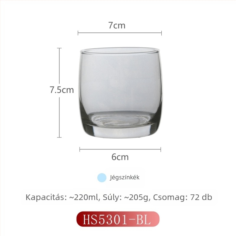 Otthoni használatra szánt üveg szájöblítő pohár, modern minimalista stílus, kör alakú, közvetlen ivófedéllel, egyrétegű konstrukció