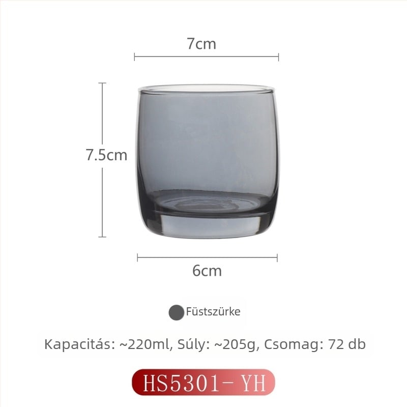 Otthoni használatra szánt üveg szájöblítő pohár, modern minimalista stílus, kör alakú, közvetlen ivófedéllel, egyrétegű konstrukció