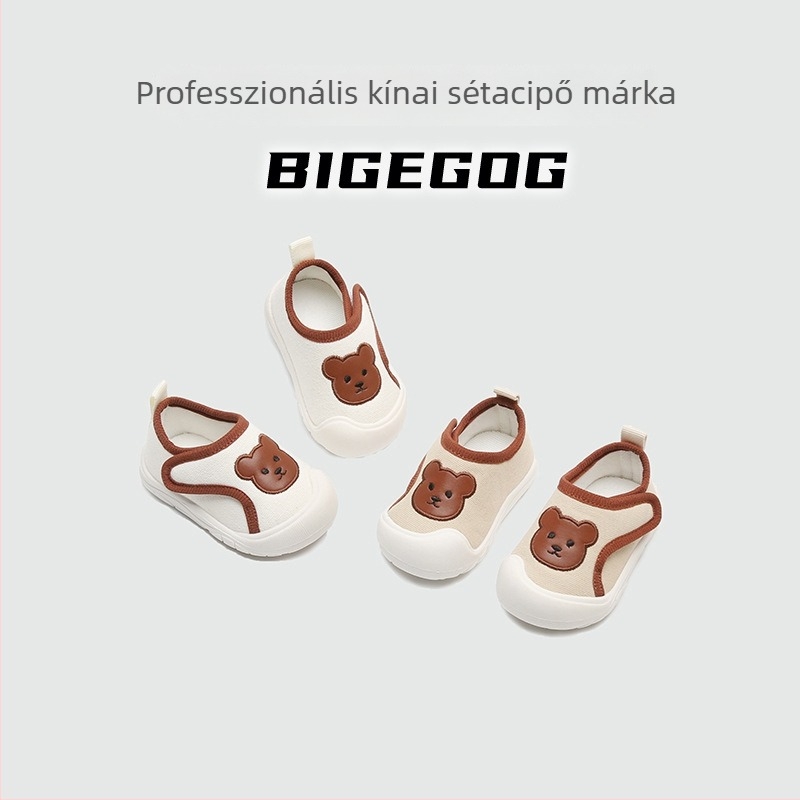Uniszex babacipő 1–3 éveseknek, vászon felsőrész, gumitalp, Velcro-zárás