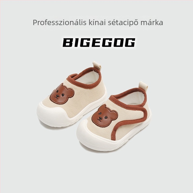 Uniszex babacipő 1–3 éveseknek, vászon felsőrész, gumitalp, Velcro-zárás