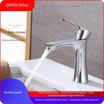 Függőleges mosdócsaptele hideg vízhez, kerámiapatron, cinkötvözet test, kefés felület, függőleges szerelés