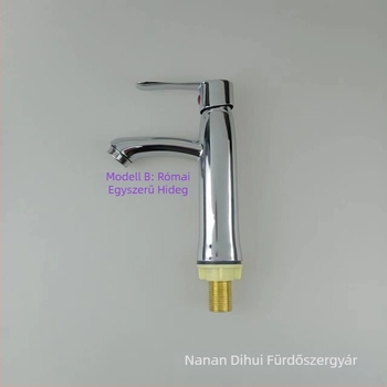 Függőleges mosdócsaptele hideg vízhez, kerámiapatron, cinkötvözet test, kefés felület, függőleges szerelés