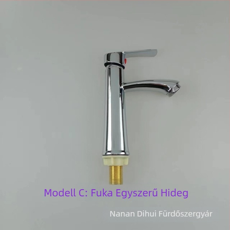 Függőleges mosdócsaptele hideg vízhez, kerámiapatron, cinkötvözet test, kefés felület, függőleges szerelés