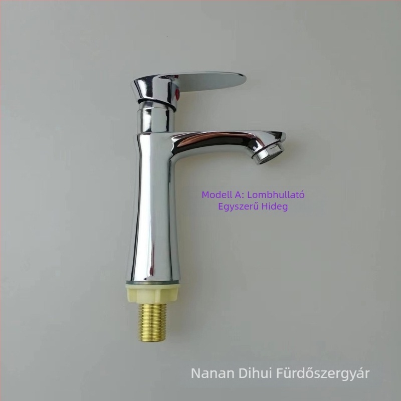 Függőleges mosdócsaptele hideg vízhez, kerámiapatron, cinkötvözet test, kefés felület, függőleges szerelés