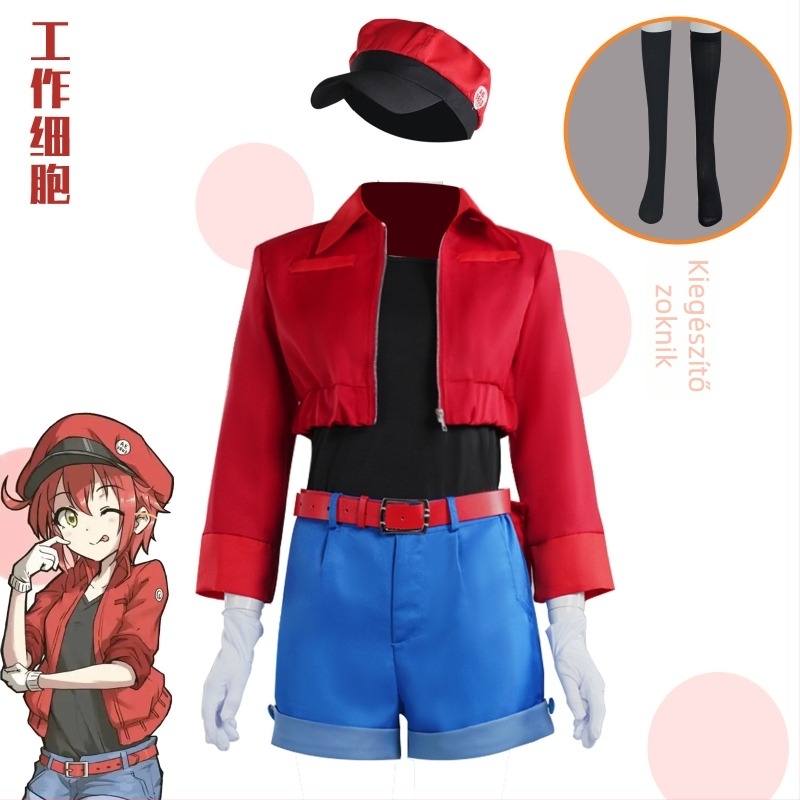 Cosplay ruházat Blood Cell karakterhez a Cells at Work-ból, COS márka — női, poliészter anyag, 2022 őszi kiadás, játék-animációhoz