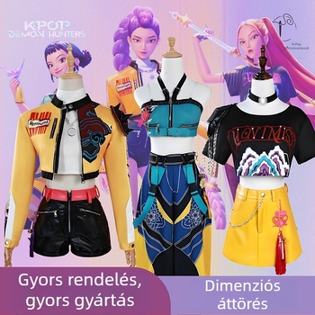 K-Pop Hunter Girl Group inspirálta cosplay kosztüm; poliészter; PU; regenerált cellulóz szál 30–50%; Tavasz 2025