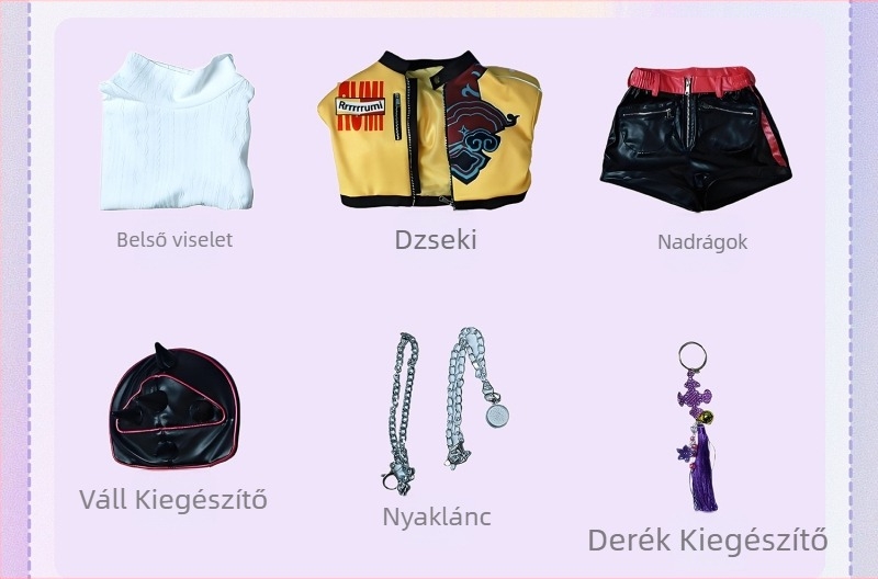 K-Pop Hunter Girl Group inspirálta cosplay kosztüm; poliészter; PU; regenerált cellulóz szál 30–50%; Tavasz 2025