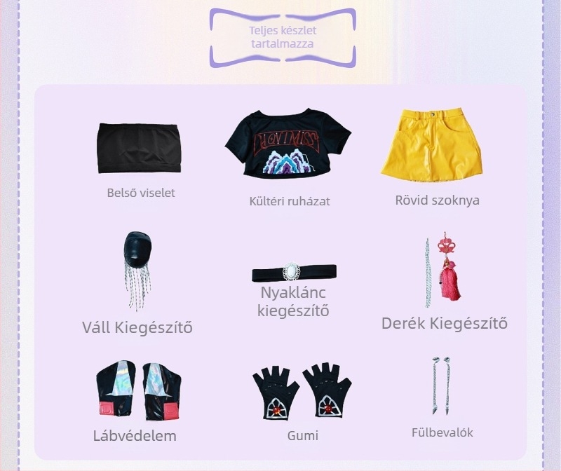 K-Pop Hunter Girl Group inspirálta cosplay kosztüm; poliészter; PU; regenerált cellulóz szál 30–50%; Tavasz 2025