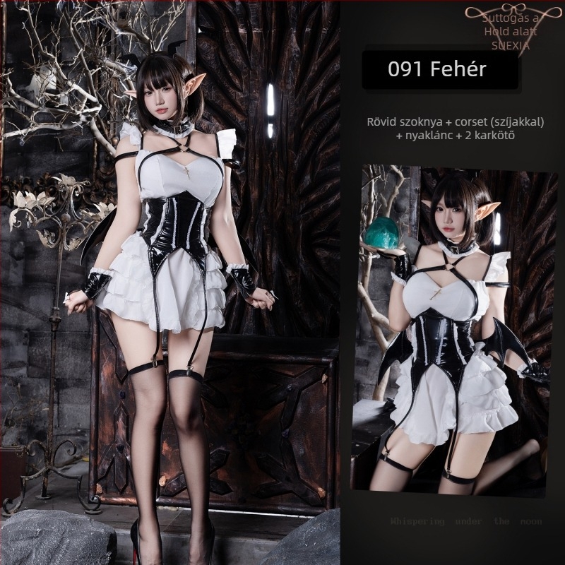 Lolita maid cosplay ruha színpadi előadáshoz – japán ihletésű, poliészter, PU anyag, nők 18–24 éves, nyár 2022