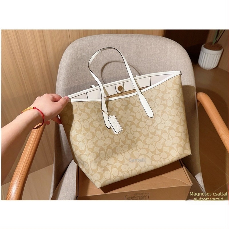 PVC tote táska mágneszárakkal, nagy kapacitású, horizontális négyszög alakú, dupla fogantyú