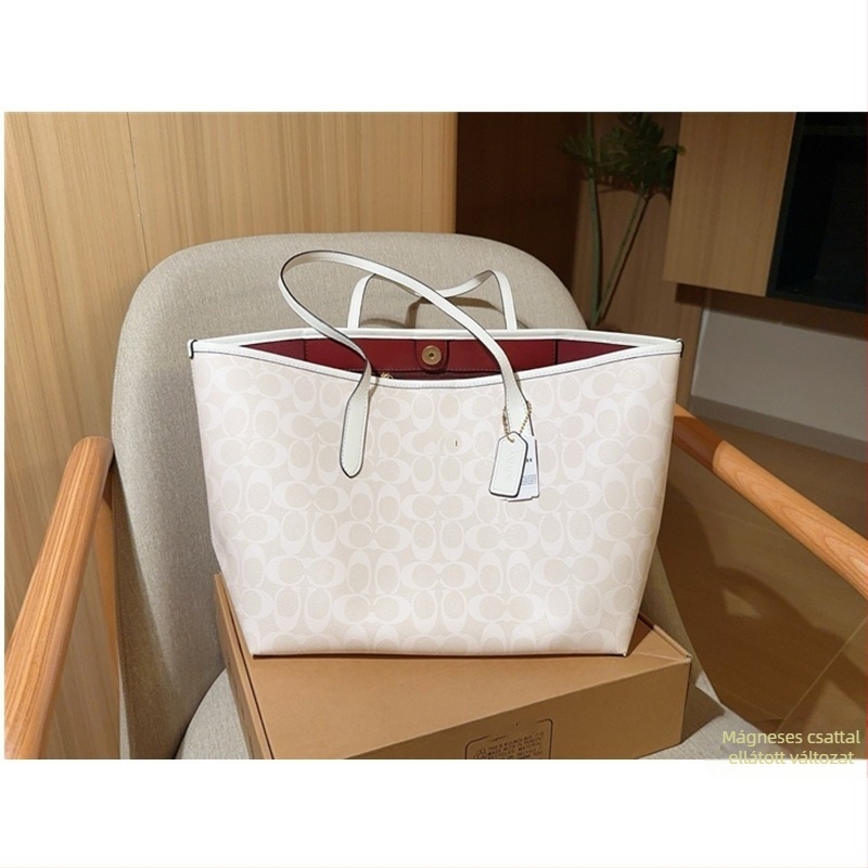 PVC tote táska mágneszárakkal, nagy kapacitású, horizontális négyszög alakú, dupla fogantyú