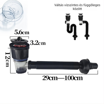 Műanyag mosdólefolyó, S-alakú, Bounce típus, modern letisztult stílus (Model: Washbasin Drainer; Material: Plastic; Form: S-bend; Type: Bounce; Style: Modern simplicity)