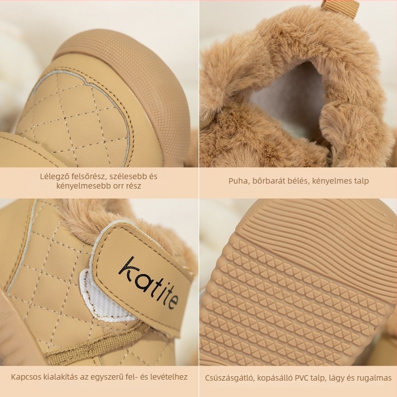 Kisgyermekek téli csizmája - vízálló, csúszásmentes, meleg, felső rész mikrovlágbőrből, Velcro-zárás