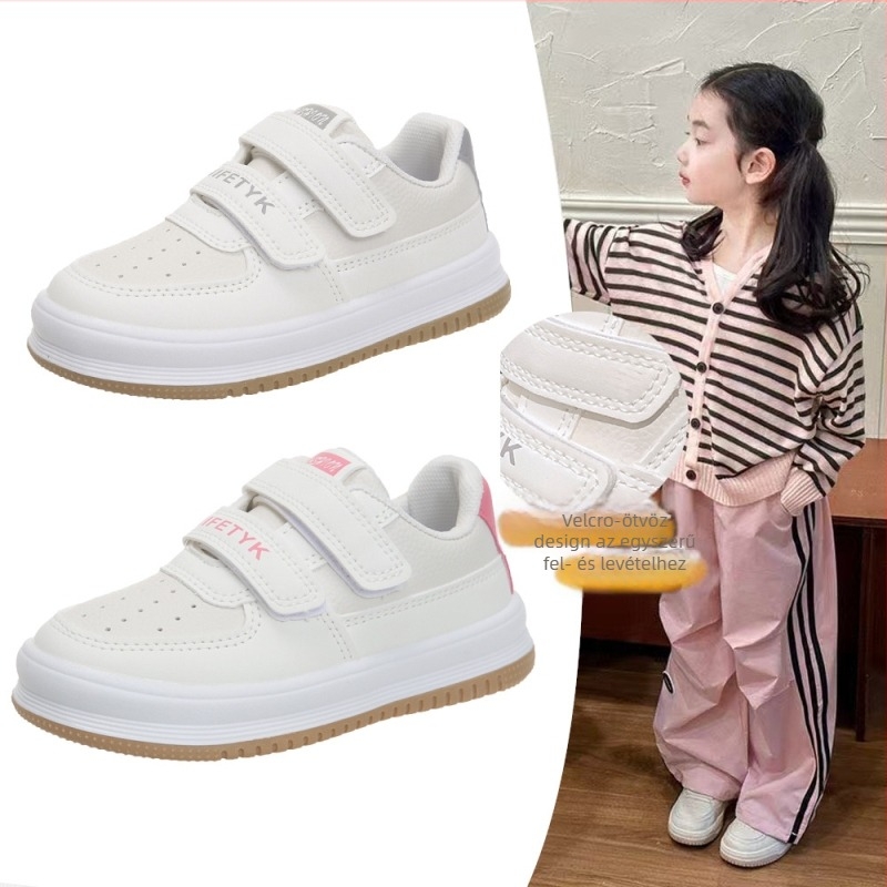 Gyerekeknek szóló Velcro cipő, mikroszálas felsőrész, gumírozott talp, alacsony fazon, hálós bélés