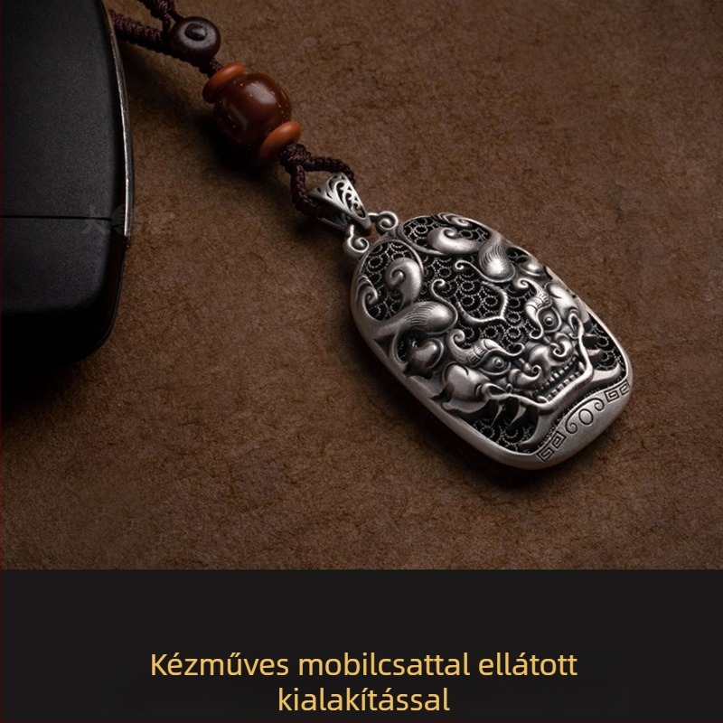 Pixiu autókulcstartó medál, antik felület, konstelláció minta, Huayule márka, 2023 tavasz