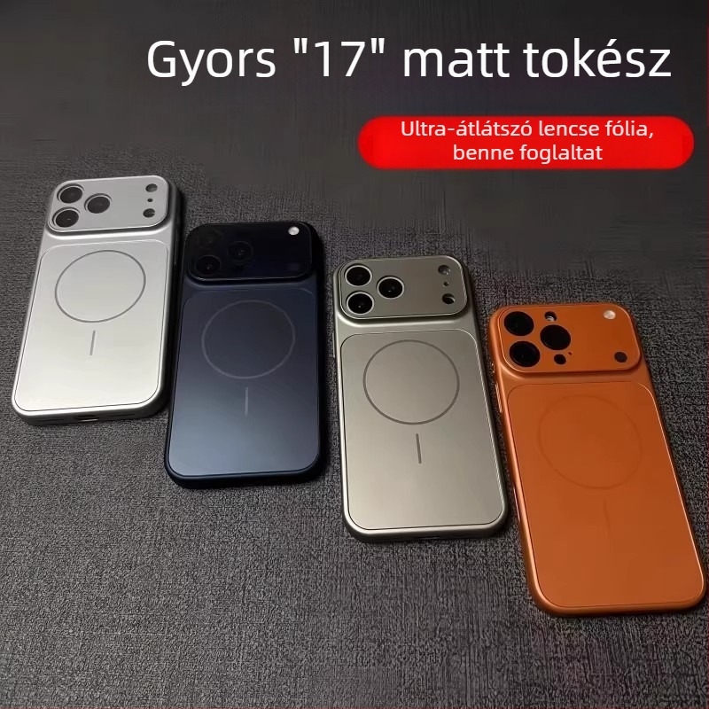 iPhone 17 Pro Max tok – Nagy ablakkal, mágneses rögzítés, matt felület, ütésálló, ujjlenyomat-mentes