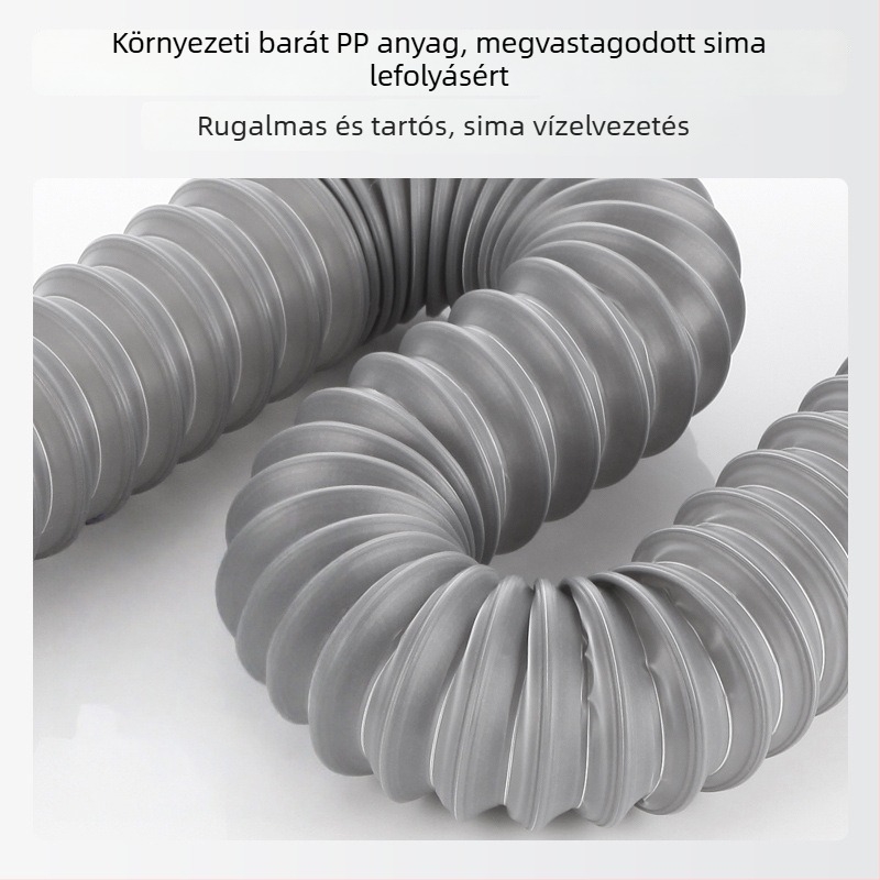 Mosdó mosogató lefolyócső, illatmentes, PP+PC+rozsdamentes acélból, P-ív alakú forma, modell Bxsgss-80, testreszabható