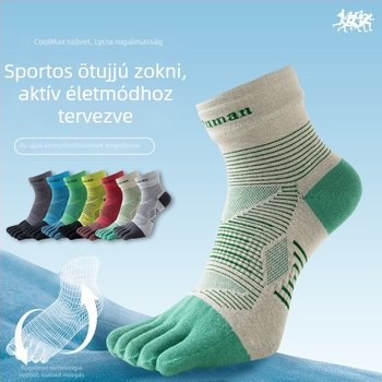 Ötujjú zokni középmagas vádliig, uniszex, nejlon, gyorsan száradó, csúszásmentes, súrlódás elleni