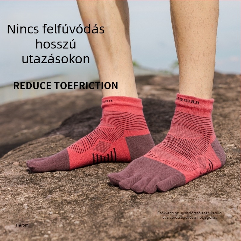 Ötujjú zokni középmagas vádliig, uniszex, nejlon, gyorsan száradó, csúszásmentes, súrlódás elleni