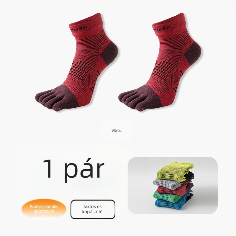 Ötujjú zokni középmagas vádliig, uniszex, nejlon, gyorsan száradó, csúszásmentes, súrlódás elleni
