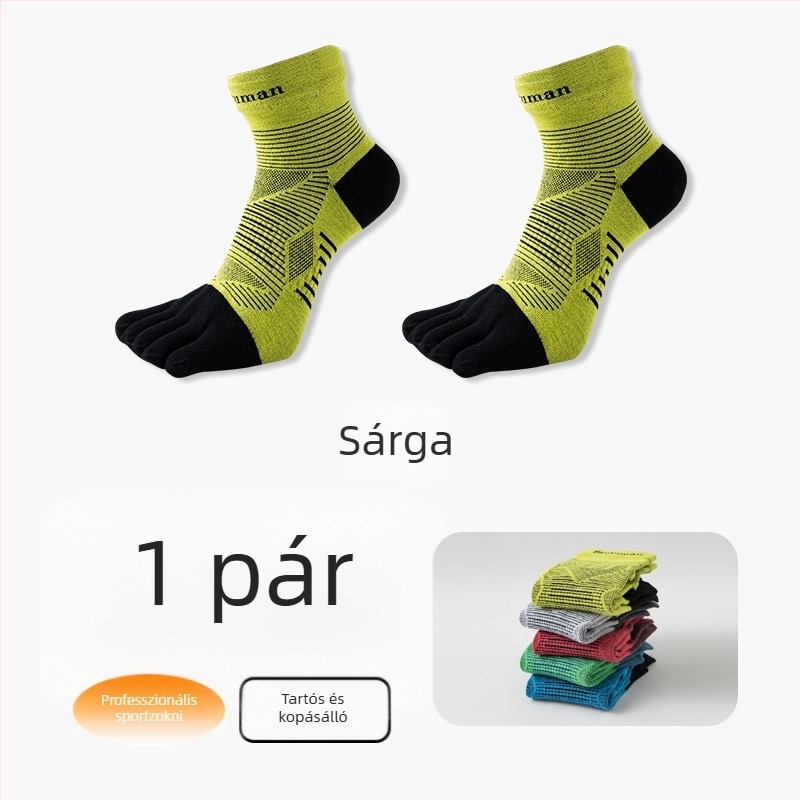 Ötujjú zokni középmagas vádliig, uniszex, nejlon, gyorsan száradó, csúszásmentes, súrlódás elleni