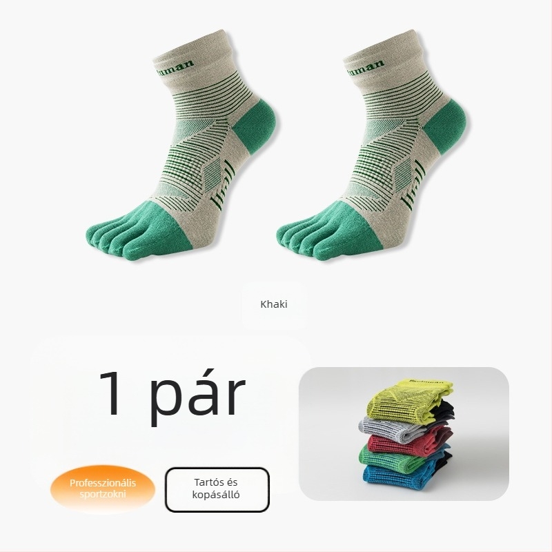 Ötujjú zokni középmagas vádliig, uniszex, nejlon, gyorsan száradó, csúszásmentes, súrlódás elleni