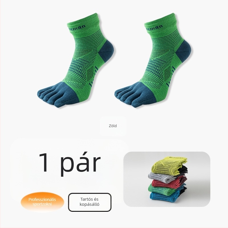 Ötujjú zokni középmagas vádliig, uniszex, nejlon, gyorsan száradó, csúszásmentes, súrlódás elleni