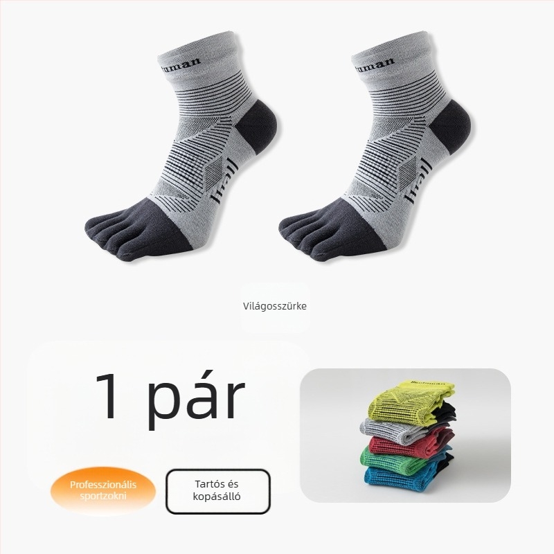 Ötujjú zokni középmagas vádliig, uniszex, nejlon, gyorsan száradó, csúszásmentes, súrlódás elleni