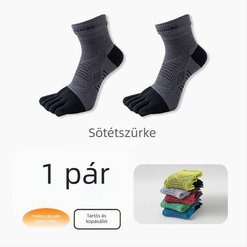 Ötujjú zokni középmagas vádliig, uniszex, nejlon, gyorsan száradó, csúszásmentes, súrlódás elleni