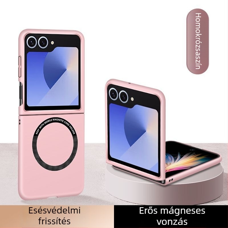 Telefonvédőtok – mágneses hajtogatható Flip fedél Samsung Z Flip6/7-hez, TPU matt védőtok, csúszásmentes és ütésálló