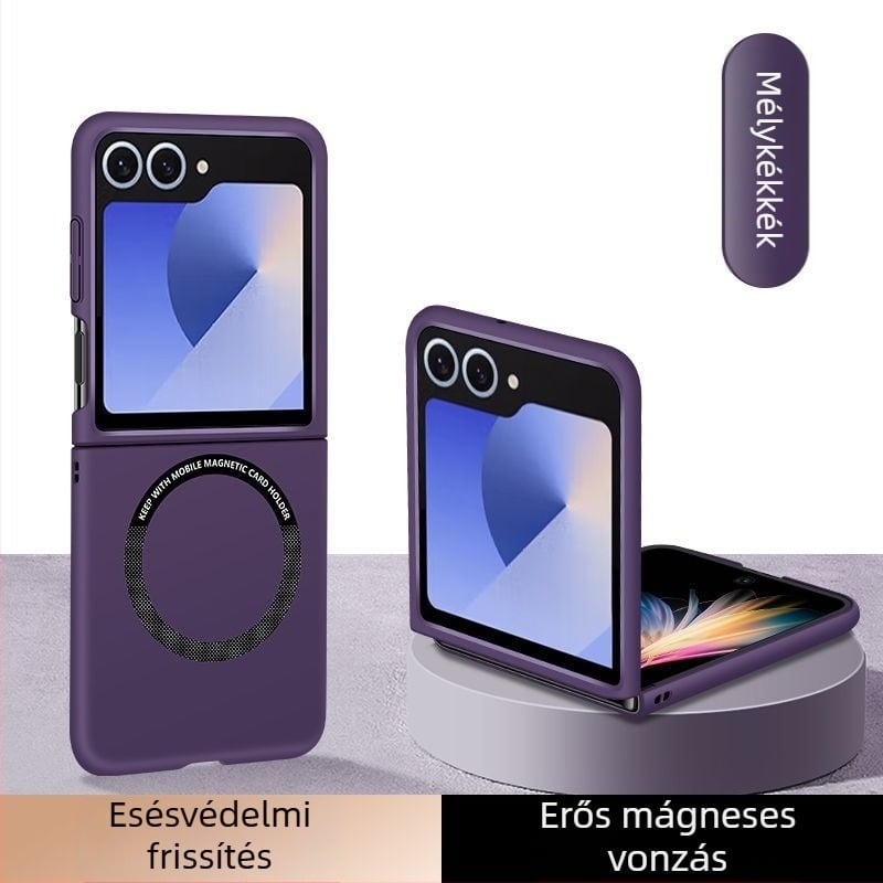 Telefonvédőtok – mágneses hajtogatható Flip fedél Samsung Z Flip6/7-hez, TPU matt védőtok, csúszásmentes és ütésálló