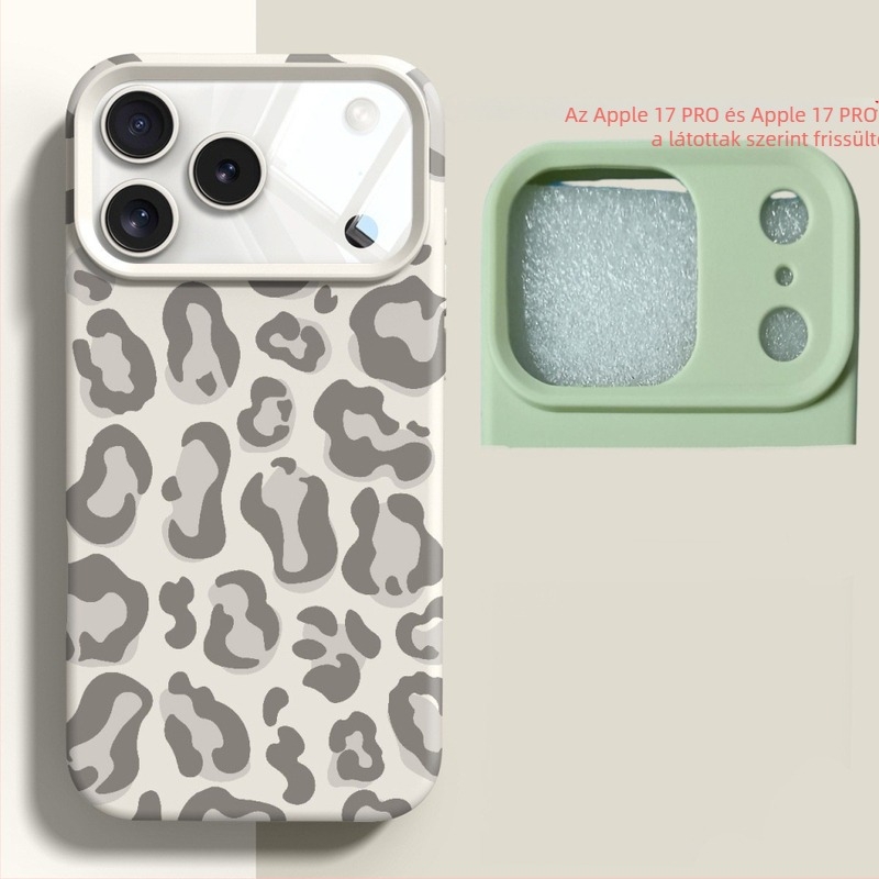 Leopard mintás teljes lefedettségű tok iPhone 17 Pro Max és iPhone 16 Pro Max számára, folyadékhatású dizájn, 15 darabos készlet