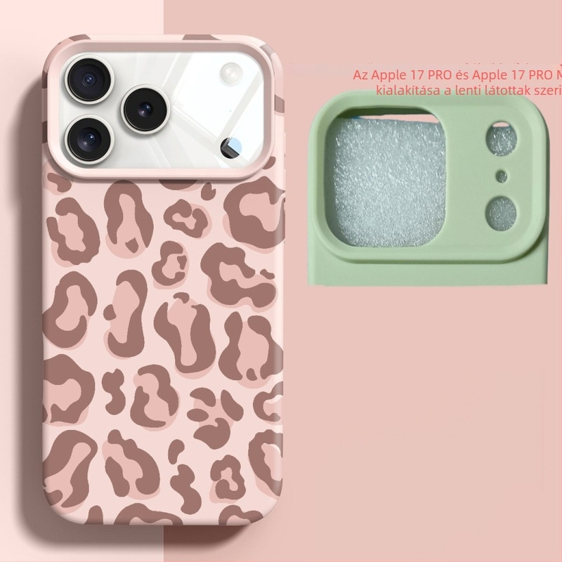 Leopard mintás teljes lefedettségű tok iPhone 17 Pro Max és iPhone 16 Pro Max számára, folyadékhatású dizájn, 15 darabos készlet