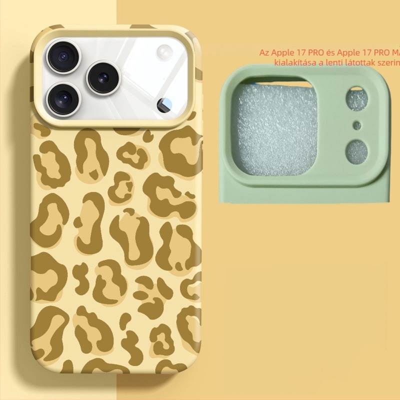Leopard mintás teljes lefedettségű tok iPhone 17 Pro Max és iPhone 16 Pro Max számára, folyadékhatású dizájn, 15 darabos készlet