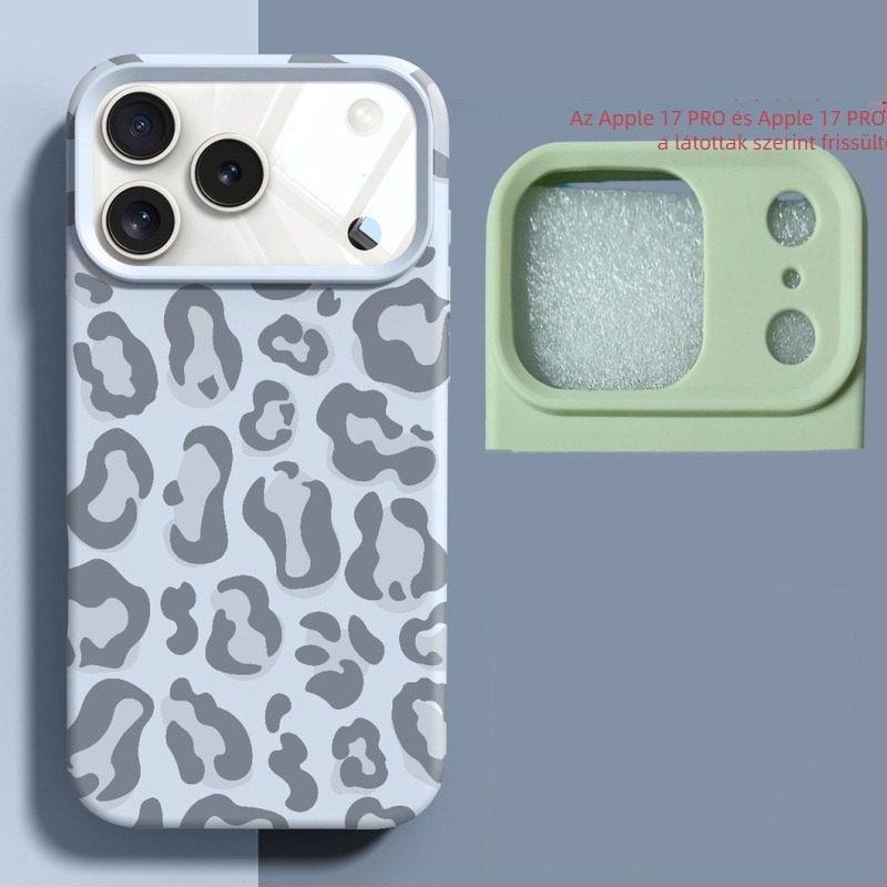Leopard mintás teljes lefedettségű tok iPhone 17 Pro Max és iPhone 16 Pro Max számára, folyadékhatású dizájn, 15 darabos készlet