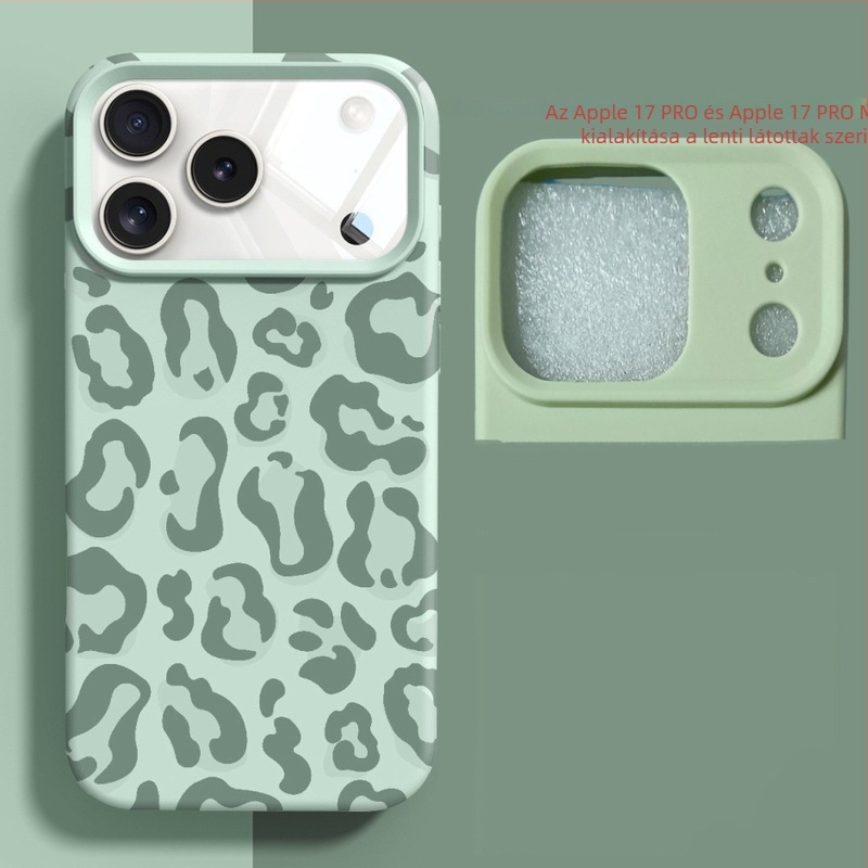 Leopard mintás teljes lefedettségű tok iPhone 17 Pro Max és iPhone 16 Pro Max számára, folyadékhatású dizájn, 15 darabos készlet