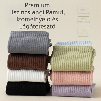 Női ötujjú zokni varrás nélküli kivitelben, őszi-téli, szagellenálló, színblokkolt, dupla bordázatú középmagasságú zokni, pamut