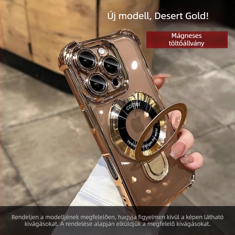 Huawei Nova 15-höz készült tok négy sarkot védő elektroplattált sarkokkal, ütésálló, beépített állvánnyal, lencsevédő fóliával, puha tok