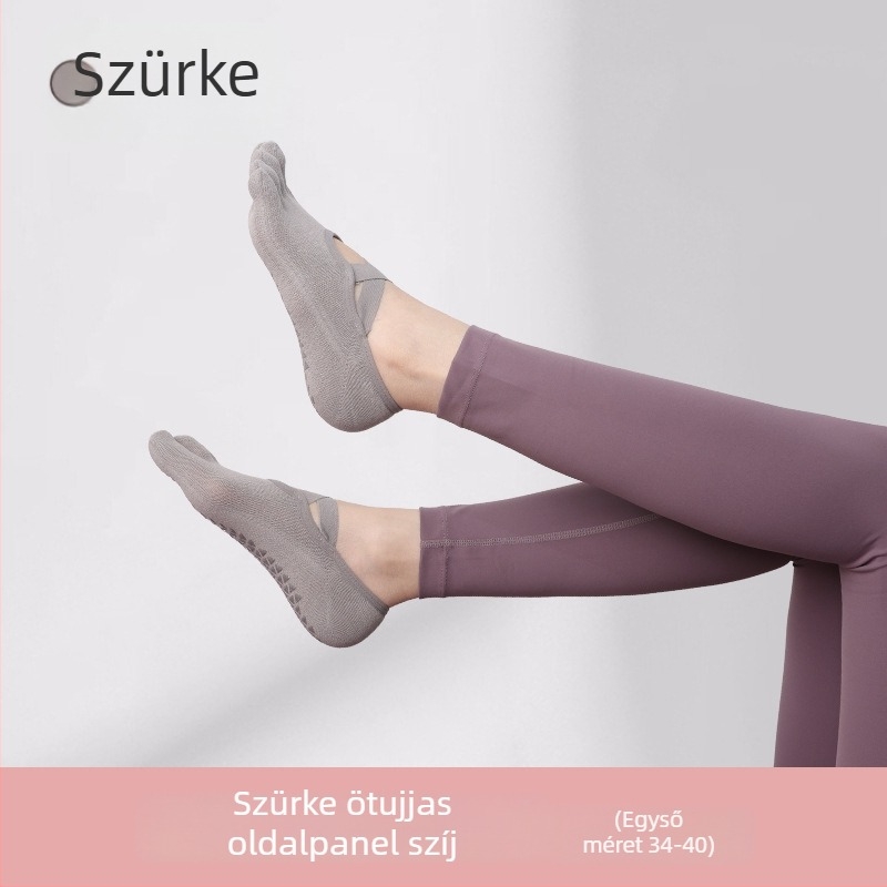 Női ötujjú jóga zokni, belső pilates zokni, pamut 80–90%, csúszásmentes, nedvszívó