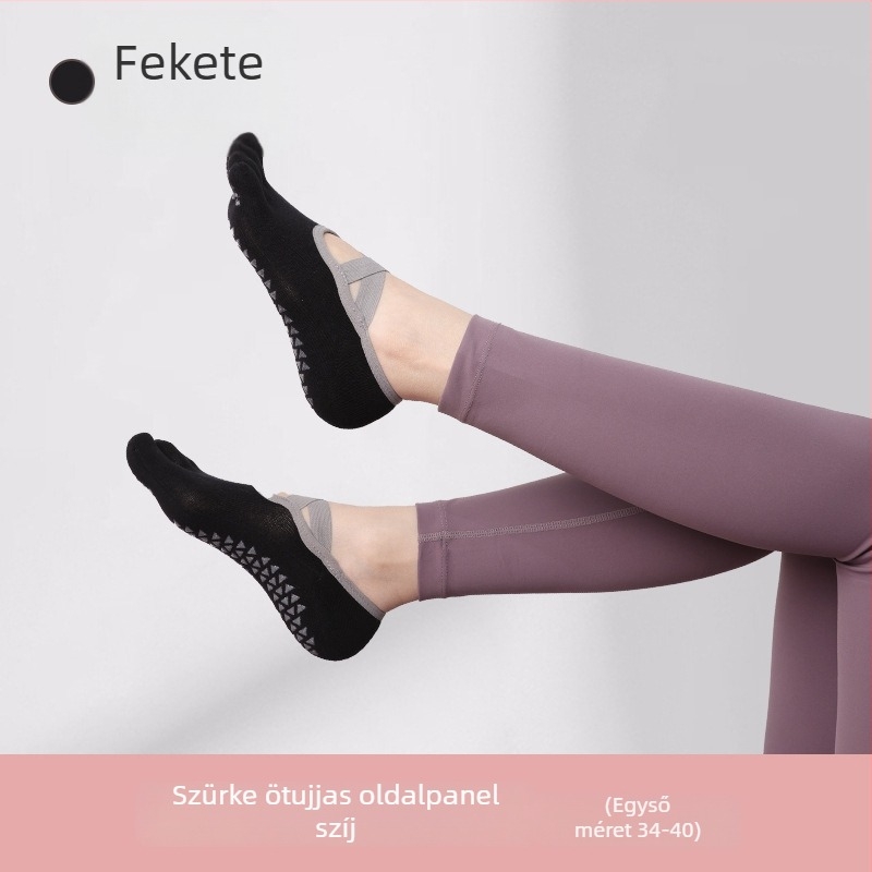 Női ötujjú jóga zokni, belső pilates zokni, pamut 80–90%, csúszásmentes, nedvszívó