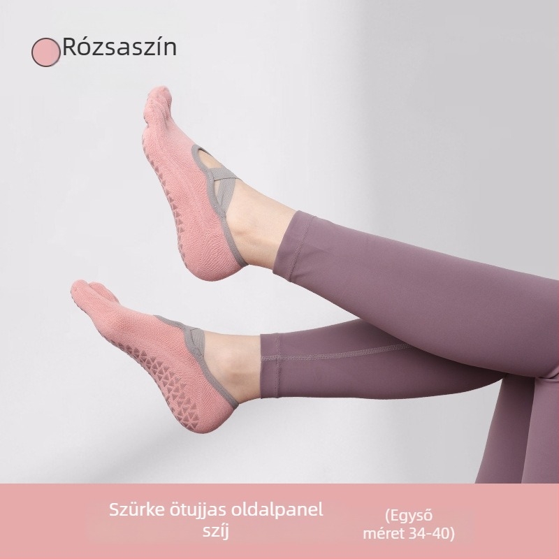 Női ötujjú jóga zokni, belső pilates zokni, pamut 80–90%, csúszásmentes, nedvszívó