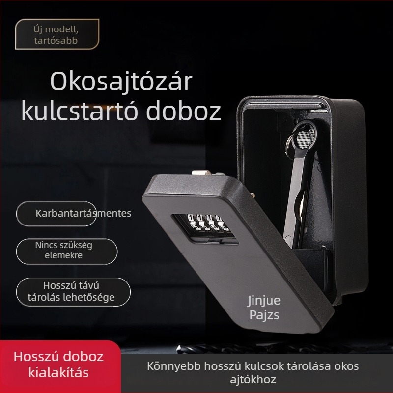 Jelszavas kulcstartó doboz, teljes fémből, kombinációs zár, modell K13001d, Golden Shield