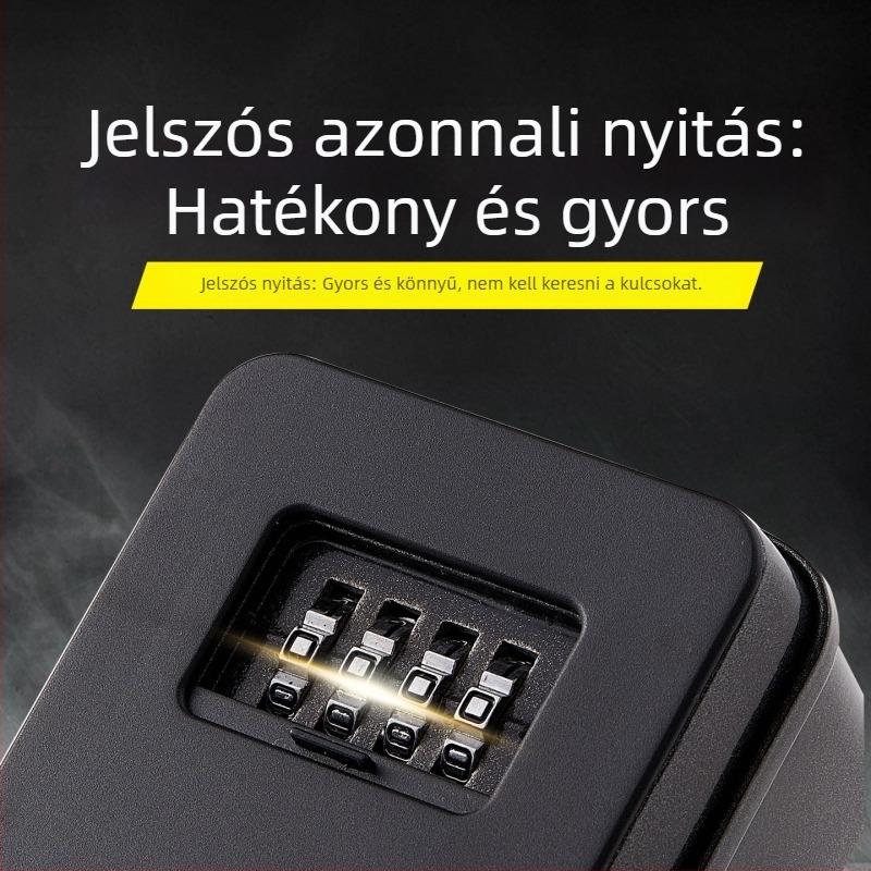 Jelszavas kulcstartó doboz, teljes fémből, kombinációs zár, modell K13001d, Golden Shield