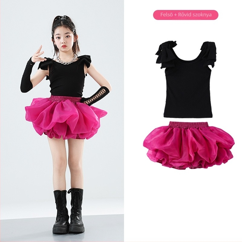 Gyerekeknek szóló jazz táncos szett buborékos szoknyával – lányoknak balett ruházat, 8+ év, nyár