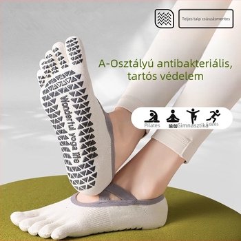 Női csúszásmentes jóga zokni ötujjas, láthatatlan, szétválasztott lábujjakkal – antibakteriális, nedvességelvezető, varrat nélküli, 90–95% pamut