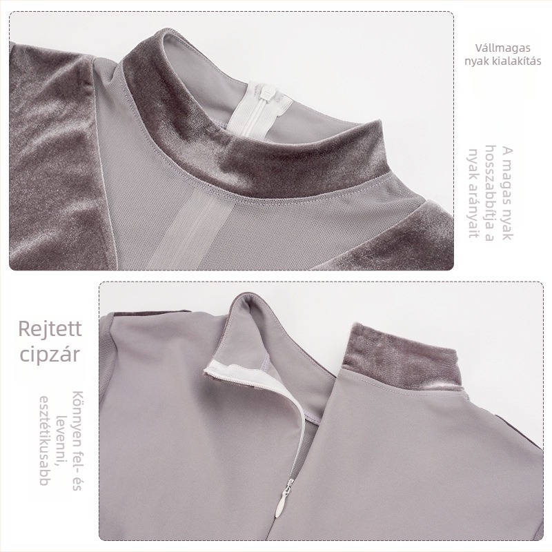 Lingyan Nylon 75% balettbody nőknek, felnőtteknek, hosszú ujjú, stand-up gallér, modern táncruha
