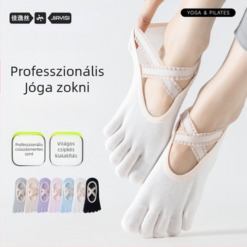 Női split-toe jóga zokni csipke pántokkal (Anyaga: pamut; Funkciók: csúszásmentes, nedvszívó, dezodoráló, anti-frikció; Mintázat: egyszínű; Kötés: egytűs; Tűk száma: 168)