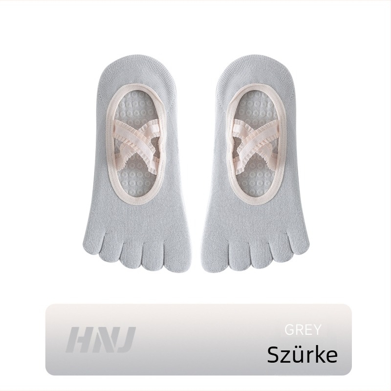 Női split-toe jóga zokni csipke pántokkal (Anyaga: pamut; Funkciók: csúszásmentes, nedvszívó, dezodoráló, anti-frikció; Mintázat: egyszínű; Kötés: egytűs; Tűk száma: 168)