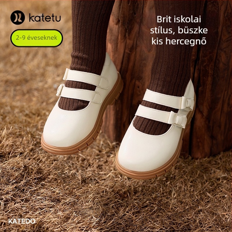 Carter Rabbit Mary Jane gyermekcipők, bőr Ultrafilm, 2023 őszi kollekció, brit preppy stílus, Velcro-zár, kód X3CK008