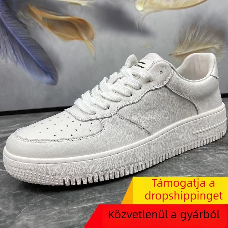 Tehénbőr skate cipő, kerek orr, alacsony felső rész, fűzős, gumitalp